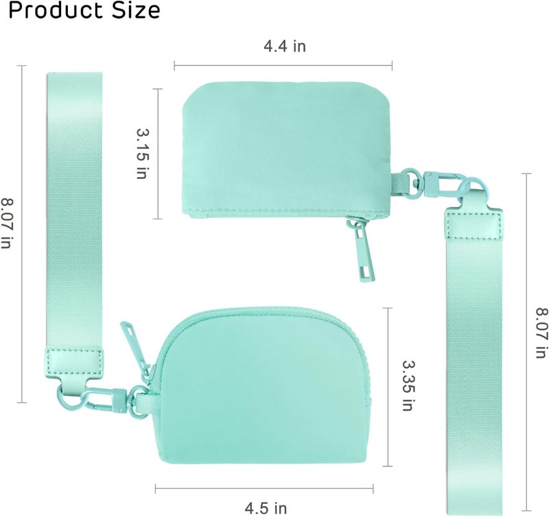Viverte Mini Zip Around Wristlet Wallets for Women Small Portable Coin Purse Dual Pouch Keychain Wristlet Gifts for Women Travel Sports Outdoors (Light Green) - Image 3